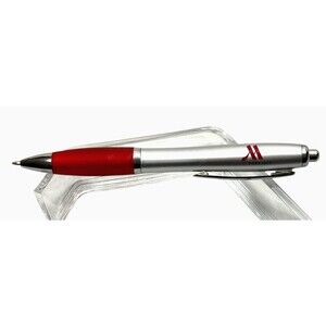 JW Marriott Hotel Executive Pen Silver Red Grip Click Ballpoint Black Ink Tested